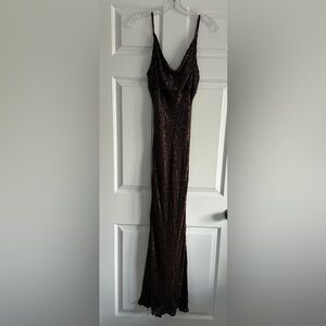 Elegant Brown Beaded Dress